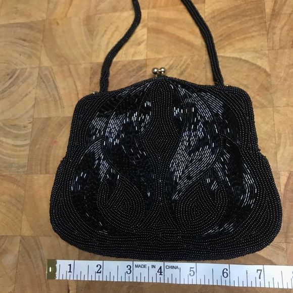 Vintage MAGID Hand Beaded Black Bag - Picture 5 of 6